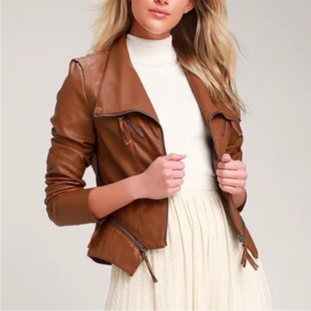 LuLu’s Up On A Tuesday Camel Brown Vegan Leather Jacket